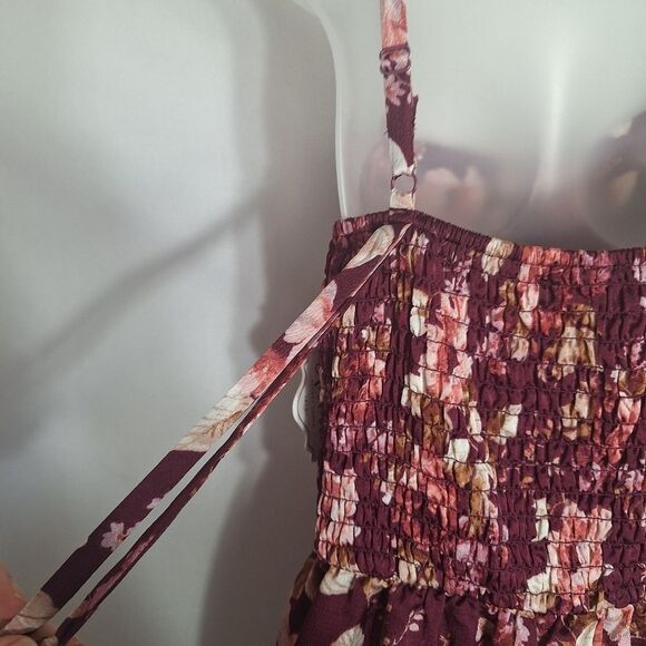 AUW Womens Jumpsuit Wide Leg Floral Country Boho Fairy Sweetheart Neck Medium - Picture 10 of 14